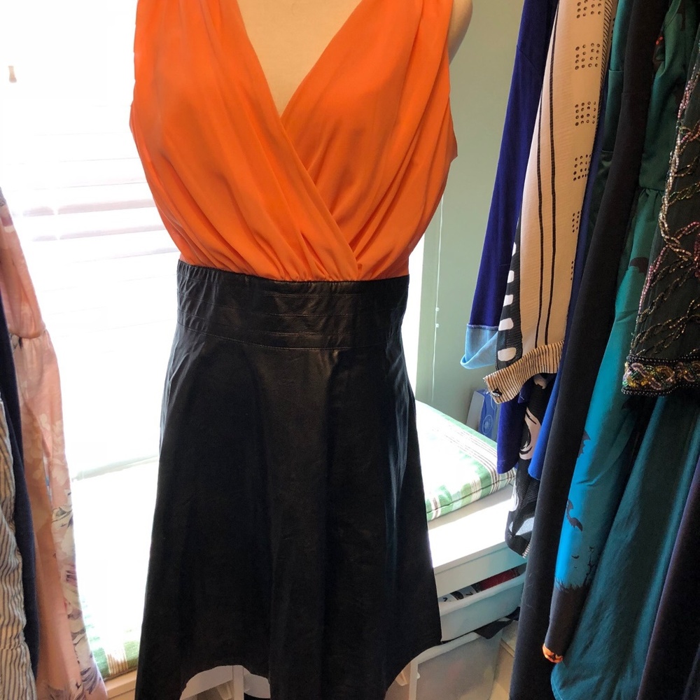 Dress with Black Leather Skirt